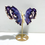 Unique Purple Sakura Flower Agate Butterfly Wing Carving With Stand - Wholesale Crystals