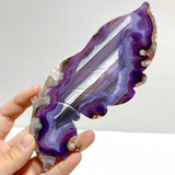Unique Purple Sakura Flower Agate Butterfly Wing Carving With Stand - Wholesale Crystals