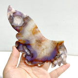 Unique Purple Sakura Flower Agate Butterfly Wing Carving With Stand -Wholesale Crystals