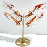 Unique Red Fire Quartz Butterfly Wing Carving With Stand -Wholesale Crystals