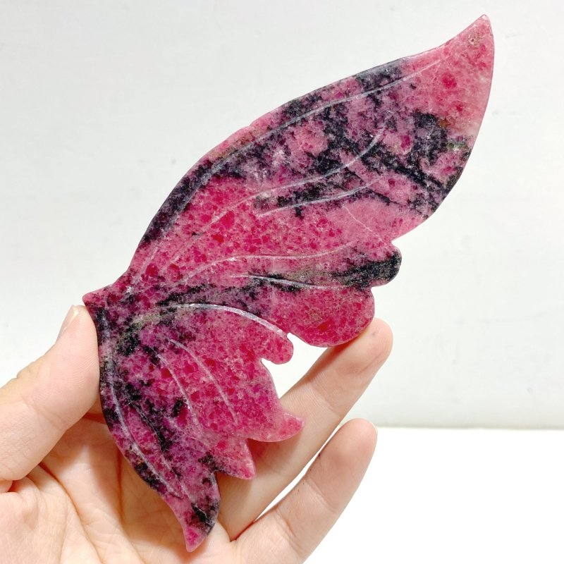 Unique Rhodonite Mixed Quartz Butterfly Wing Carving With Stand -Wholesale Crystals