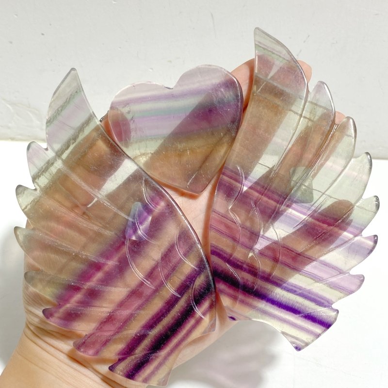 Unique Symmetrical Fluorite Heart Wing Carving With Stand -Wholesale Crystals