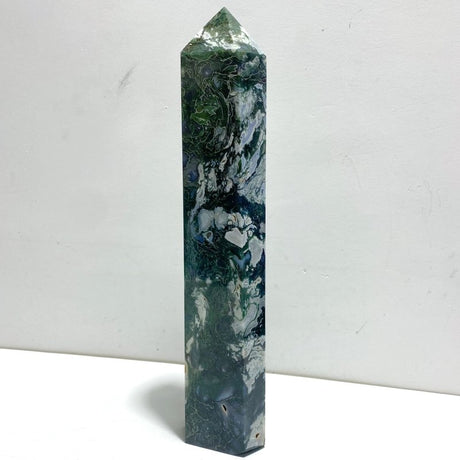 Unique Tall Geode Druzy Moss Agate Point - Wholesale Crystals