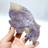 Unique Unicorn Stone Butterfly Wing Carving With Stand - Wholesale Crystals