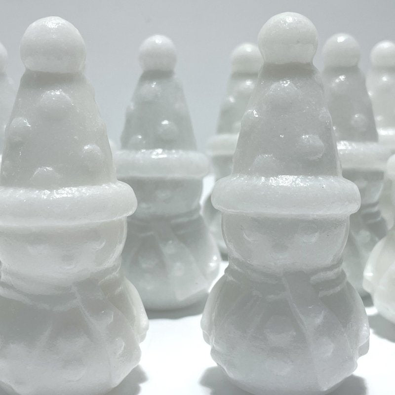 White Marble Snowman Carving Christmas Wholesale(Resin coating) - Wholesale Crystals