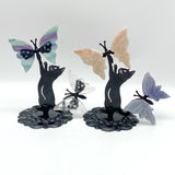 Wholesale Crystal Butterfly Wing Carving with Cat Metal Stand (Mixed Materials) -Wholesale Crystals