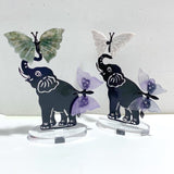 Wholesale Crystal Butterfly Wing Carving with Elephant Metal Stand (Mixed Materials) -Wholesale Crystals