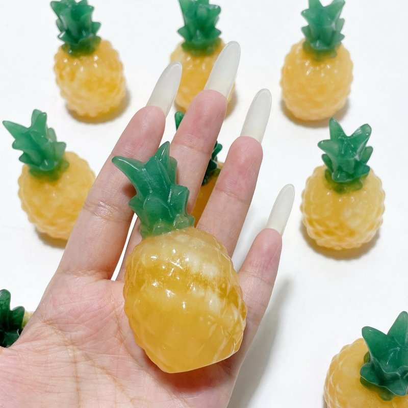 Yellow Calcite Pineapple With Aventurine Leaf Carving Wholesale - Wholesale Crystals