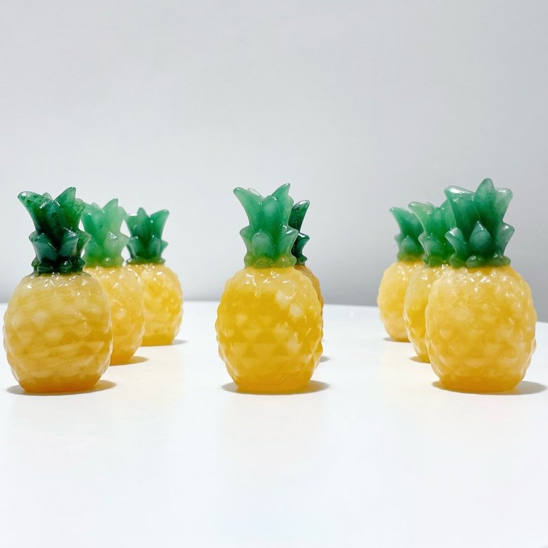 Yellow Calcite Pineapple With Aventurine Leaf Carving Wholesale - Wholesale Crystals