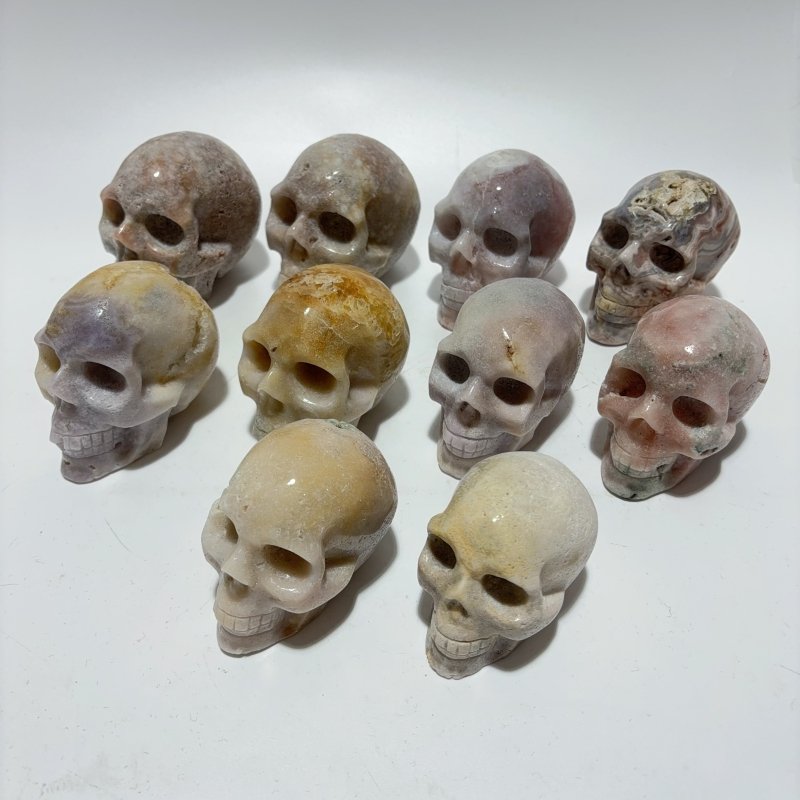 10 Pieces Large Agate Skull Carving - Wholesale Crystals