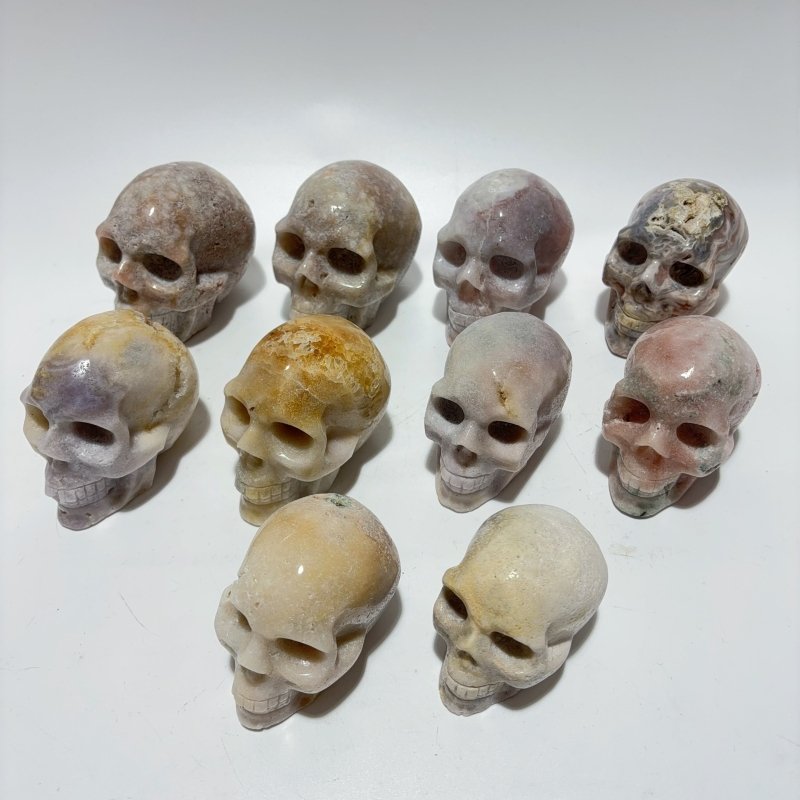 10 Pieces Large Agate Skull Carving - Wholesale Crystals