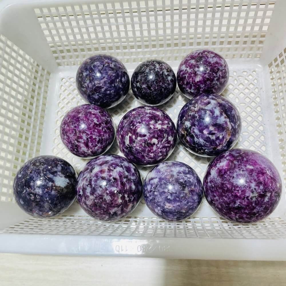 10 Pieces Spark Lepidolite Spheres -Wholesale Crystals