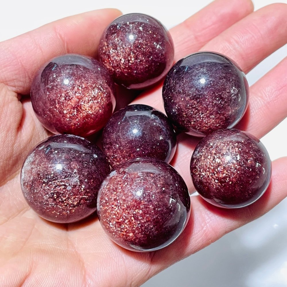 11 Pieces Beautiful Strawberry Quartz High Quality Spheres -Wholesale Crystals