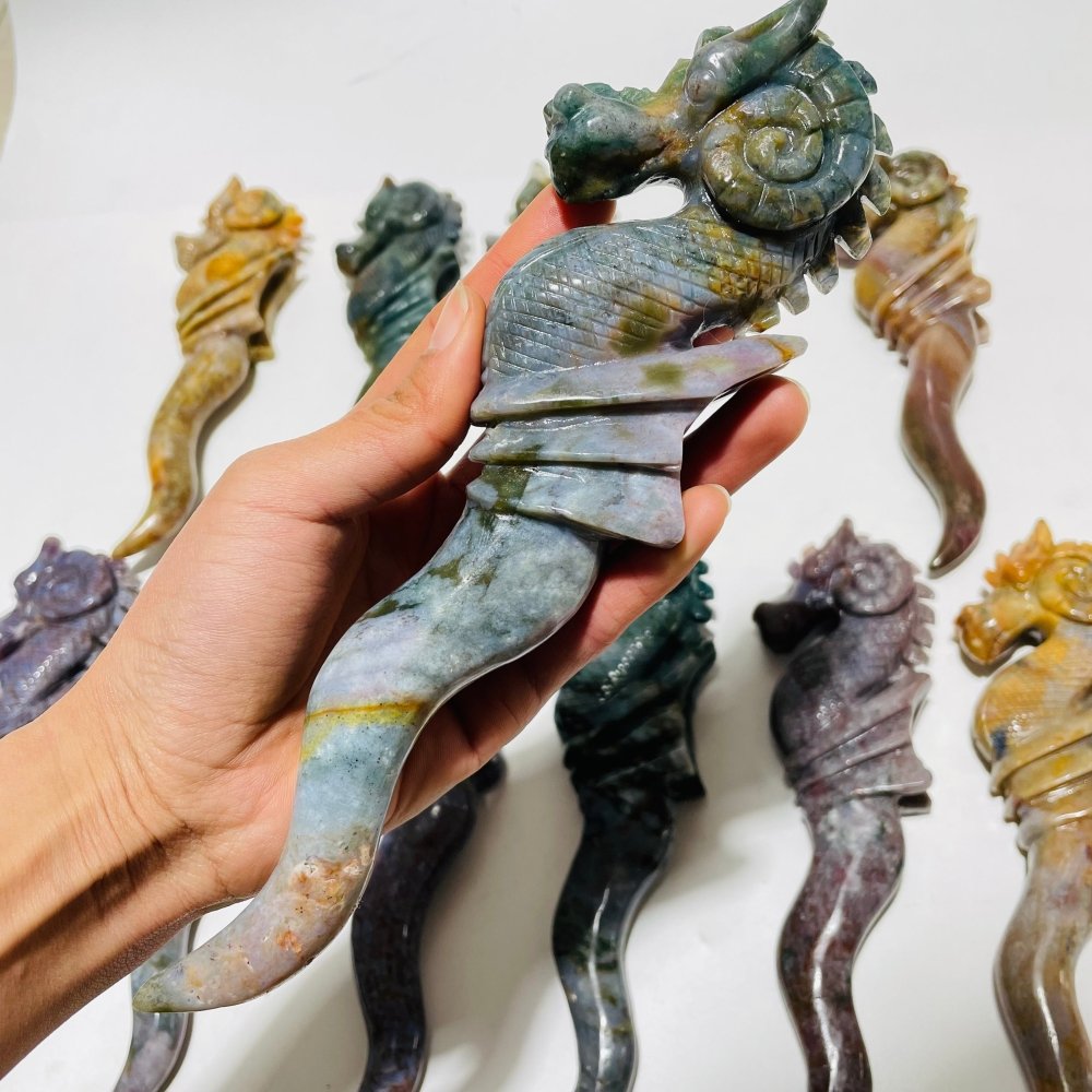 11 Pieces Ocean Jasper Seahorse Carving -Wholesale Crystals