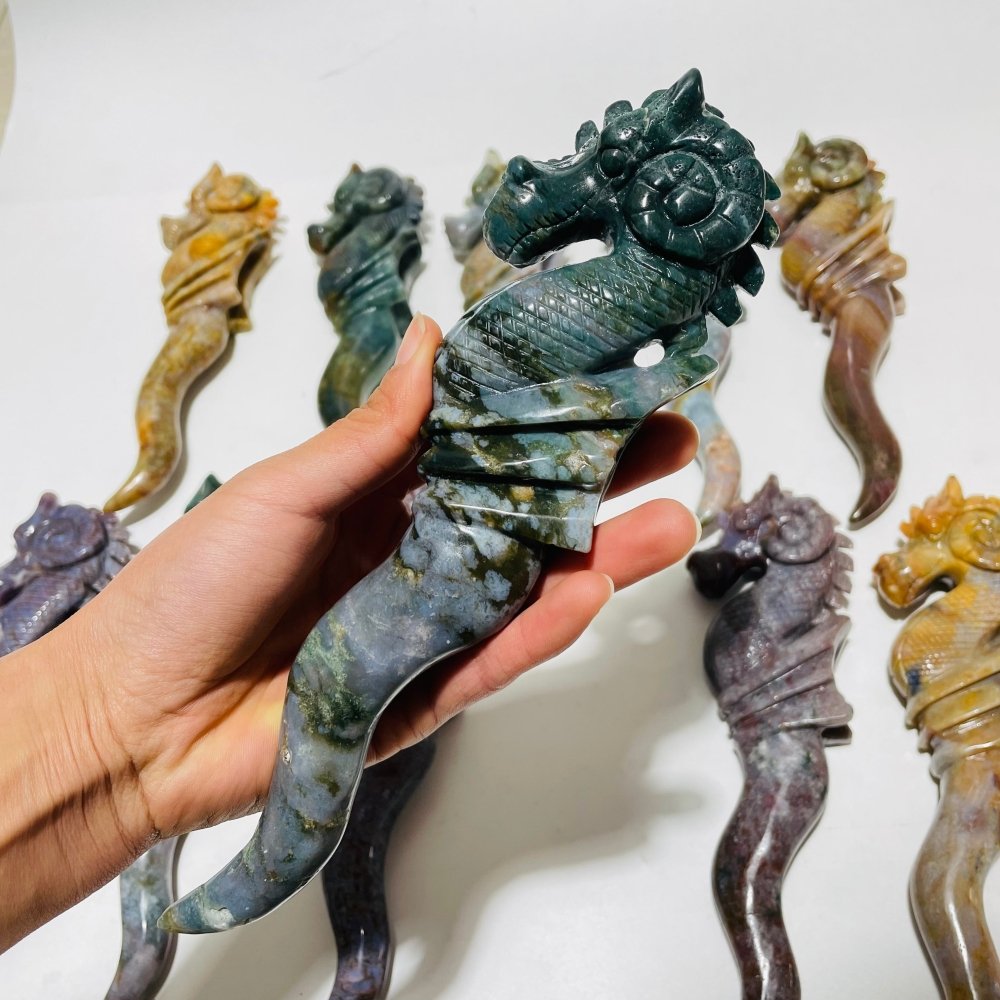 11 Pieces Ocean Jasper Seahorse Carving -Wholesale Crystals