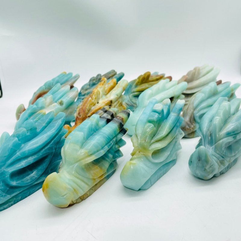 12 Pieces Beautiful Caribbean Calcite Dragon Head Carving - Wholesale Crystals