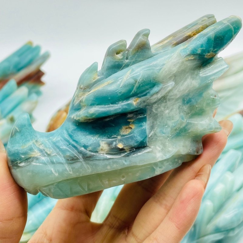 12 Pieces Beautiful Caribbean Calcite Dragon Head Carving - Wholesale Crystals