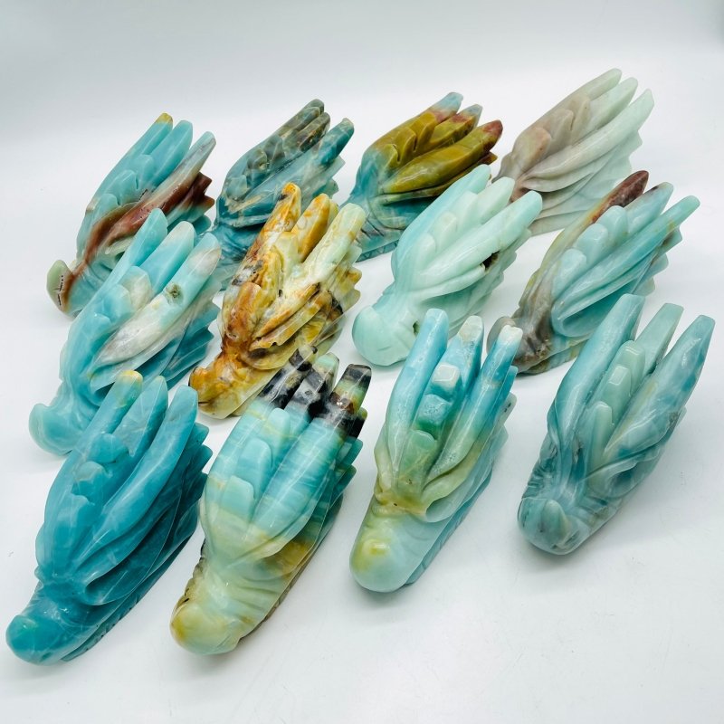 12 Pieces Beautiful Caribbean Calcite Dragon Head Carving - Wholesale Crystals