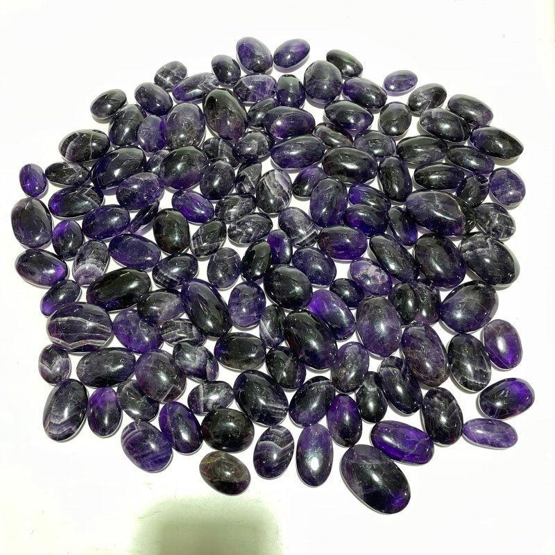 125 Pieces High Quality Deep Purple Chevron Amethyst Small Palm Stone - Wholesale Crystals