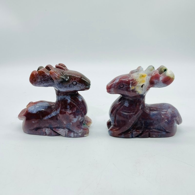 13 Pieces Beautiful Ocean Jasper Sika Deer Carving -Wholesale Crystals