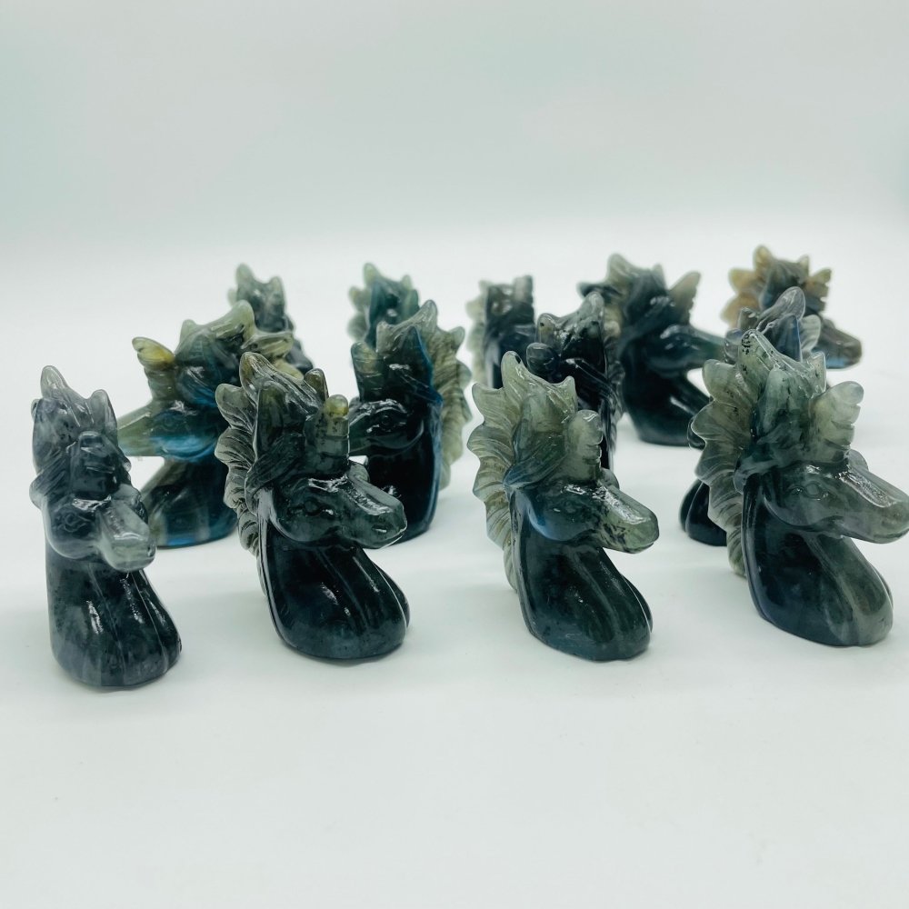 13 Pieces High Quality Labradorite Unicorn Carving -Wholesale Crystals