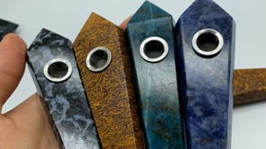 4Types Cigarette Holder Smoking Pipe Sodalite Apatite Smoky Pipe -Wholesale Crystals