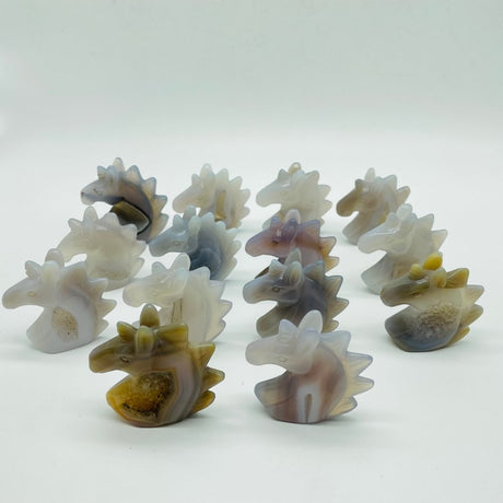 14 Pieces Geode Druzy Agate Stand Beautiful Unicorn Carving -Wholesale Crystals