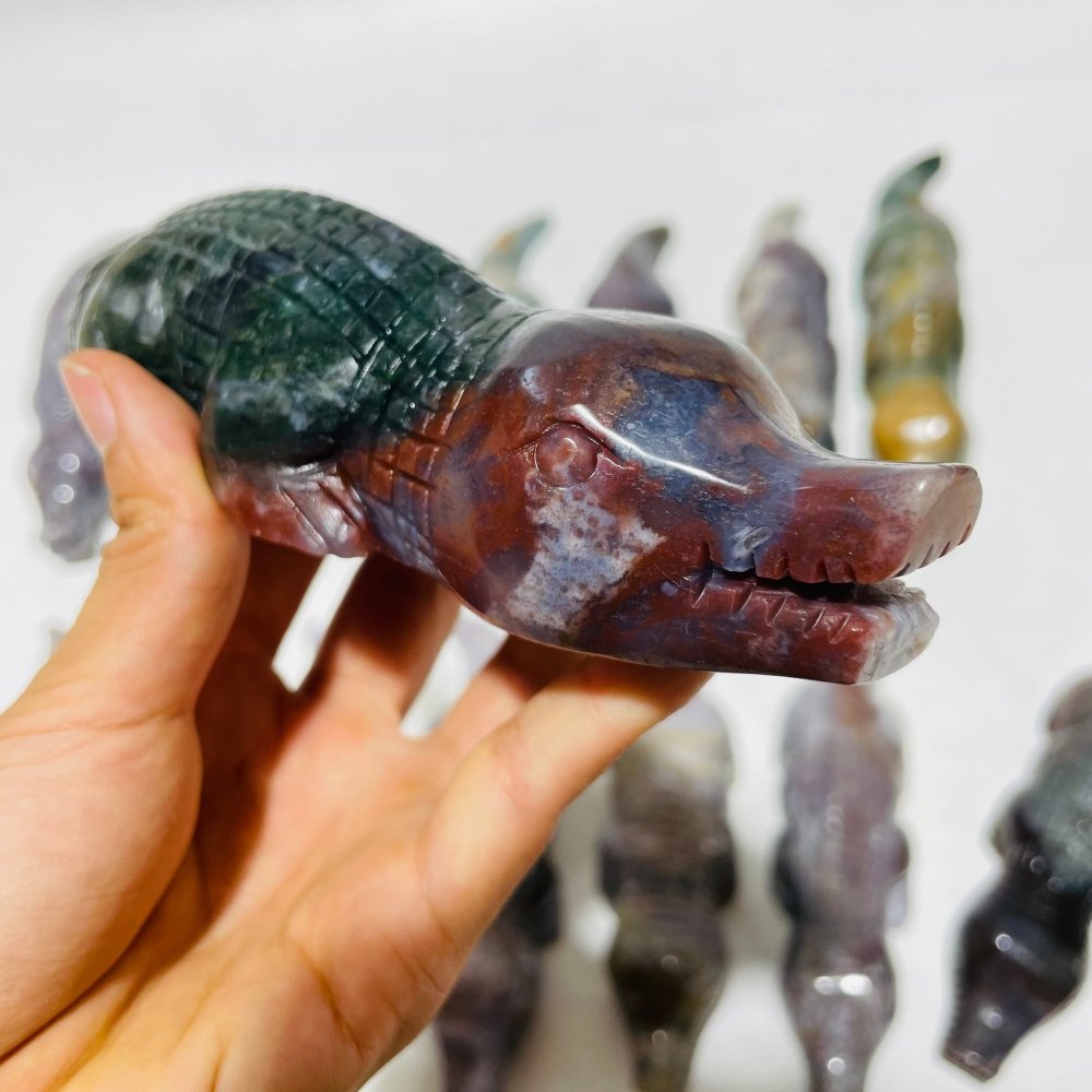 14 Pieces Ocean Jasper Crocodile Carving -Wholesale Crystals