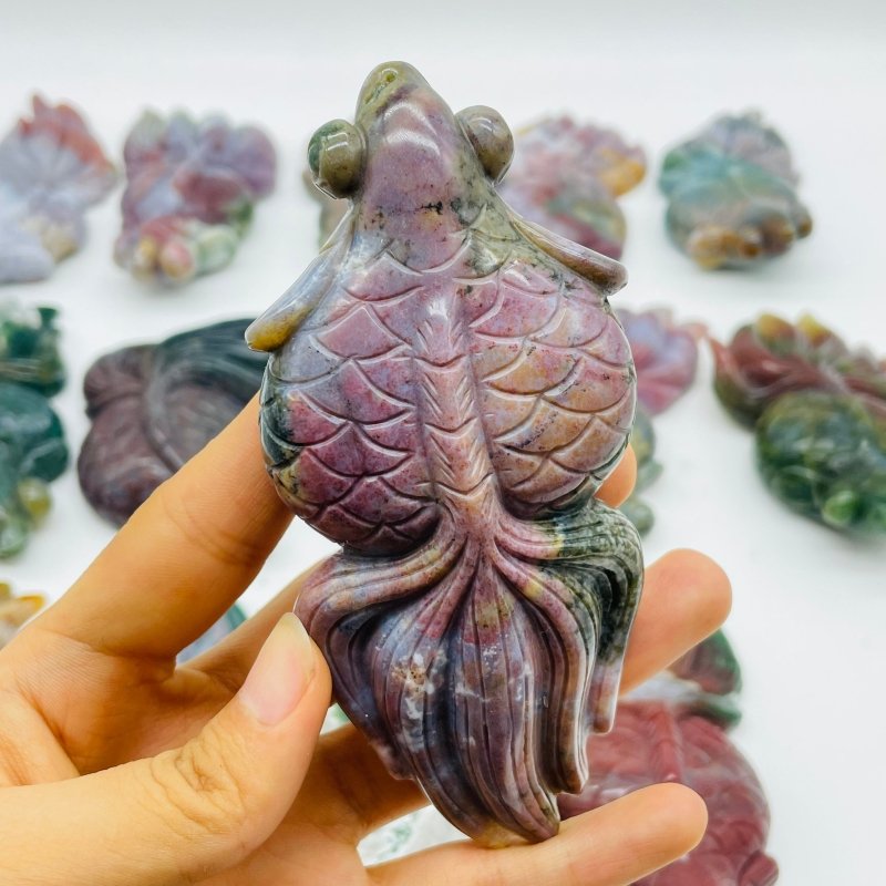15 Pieces Ocean Jasper Beautiful Goldfish Carving -Wholesale Crystals