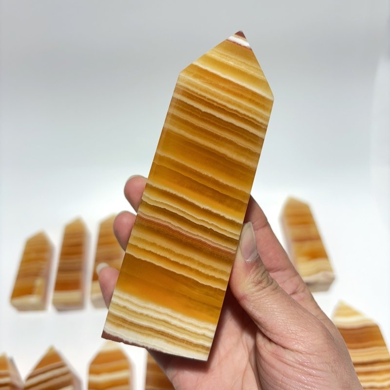 16 Pieces Fat Yellow Calcite Stripe Tower - Wholesale Crystals