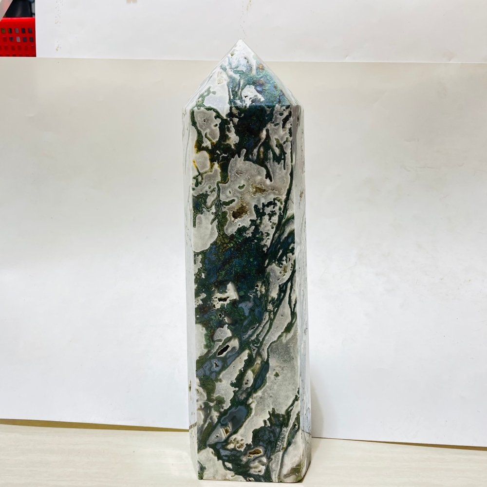 16In Large Moss Agate Geode Druzy Tower -Wholesale Crystals