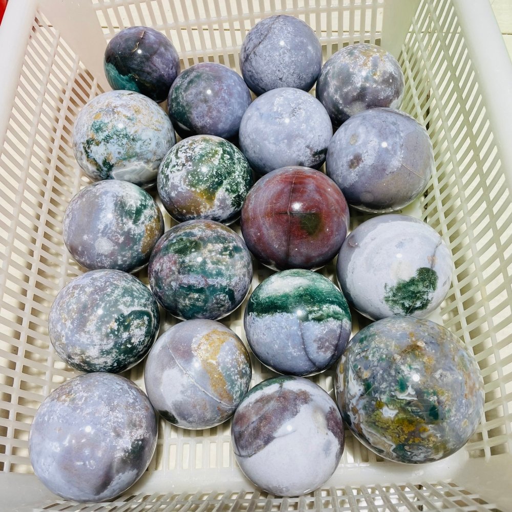 18 Pieces Colourful Ocean Jasper Sphere Ball -Wholesale Crystals