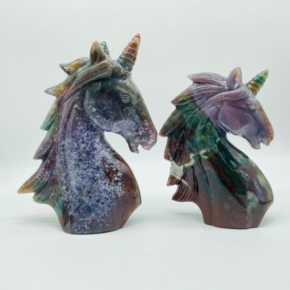 2 Pieces High Quality Ocean Jasper Unicorn Carving -Wholesale Crystals