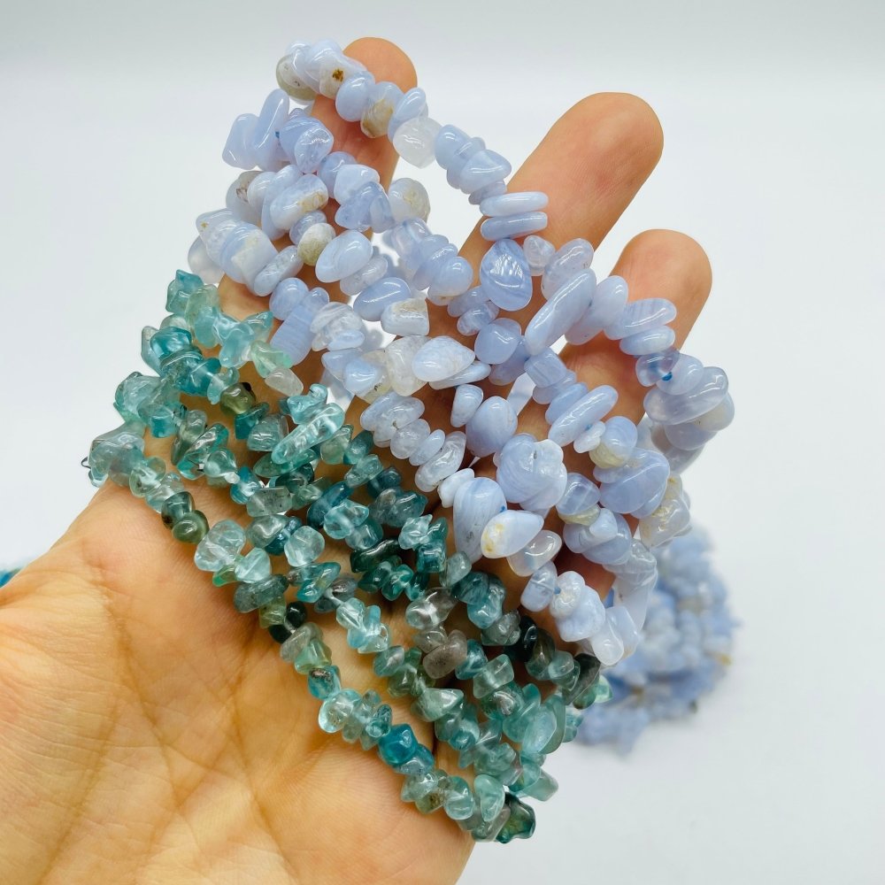 2 Types Chip Bracelet Wholesale Blue Lace Agate Translucent Clear Apatite -Wholesale Crystals