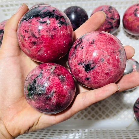 20 Pieces Deep Red Rhodonite Mixed Quartz Spheres -Wholesale Crystals