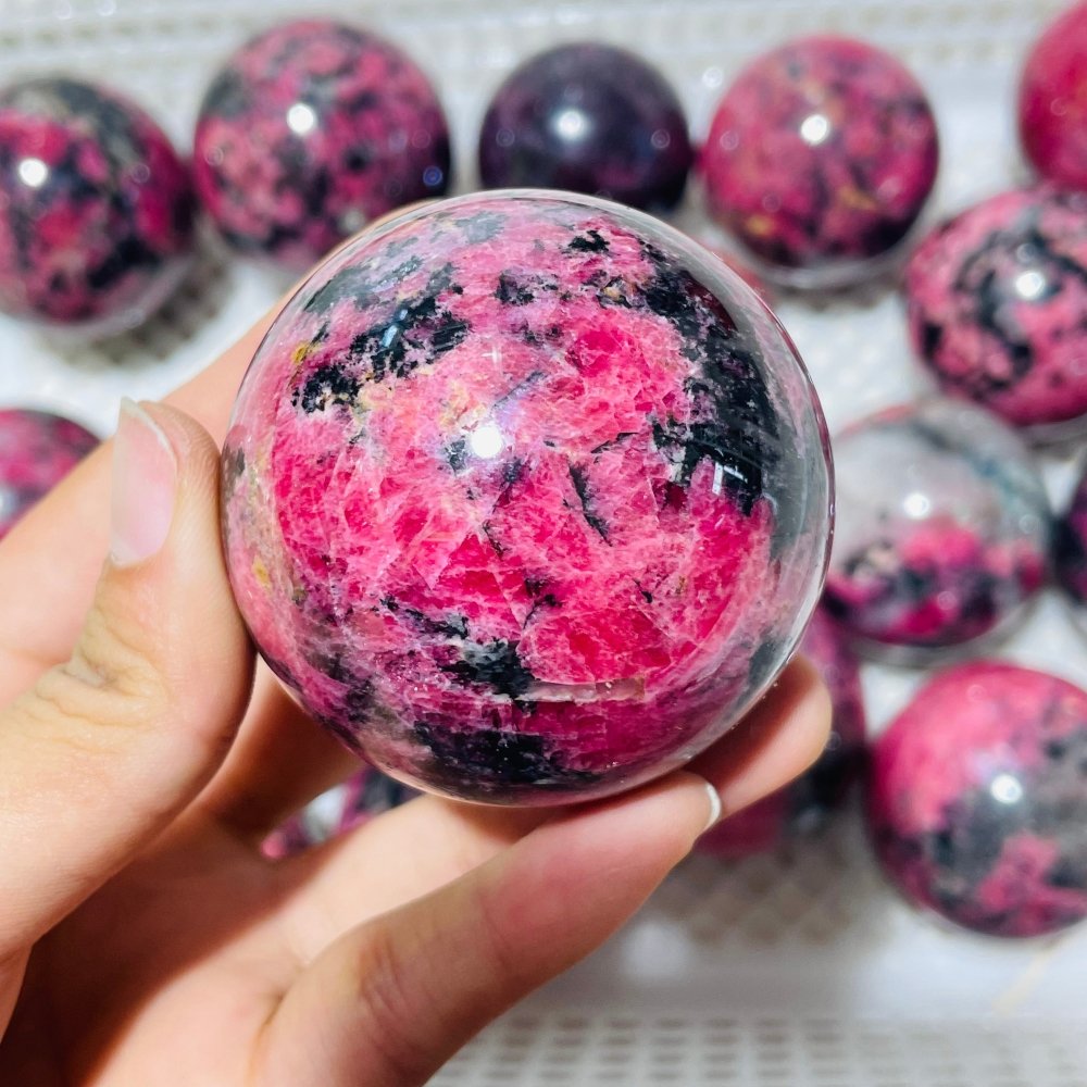 20 Pieces Deep Red Rhodonite Mixed Quartz Spheres -Wholesale Crystals