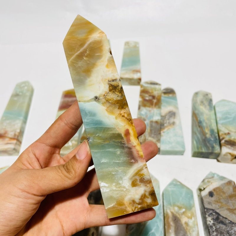 18 Pieces Large Caribbean Calcite Four-Sided Points -Wholesale Crystals