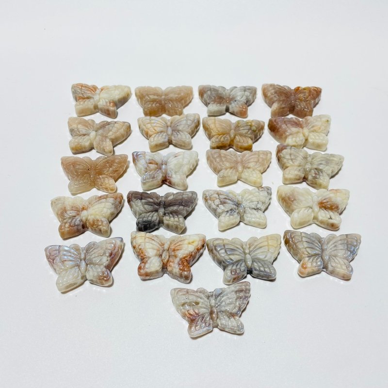 21 Pieces Sunstone Mixed Moonstone Butterfly Carving -Wholesale Crystals