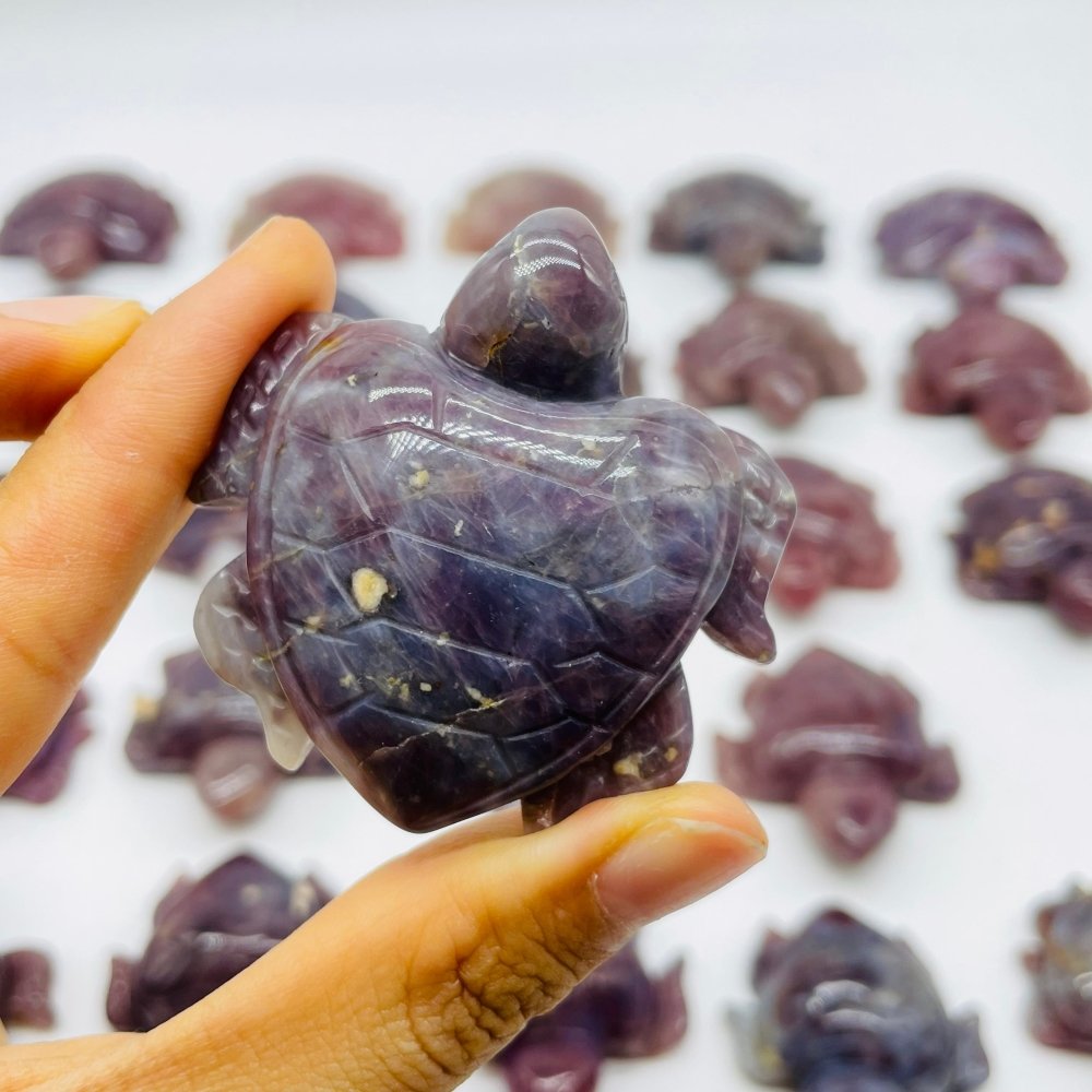 24 Pieces High Quality Purple Rose Quartz Turtle Carving -Wholesale Crystals