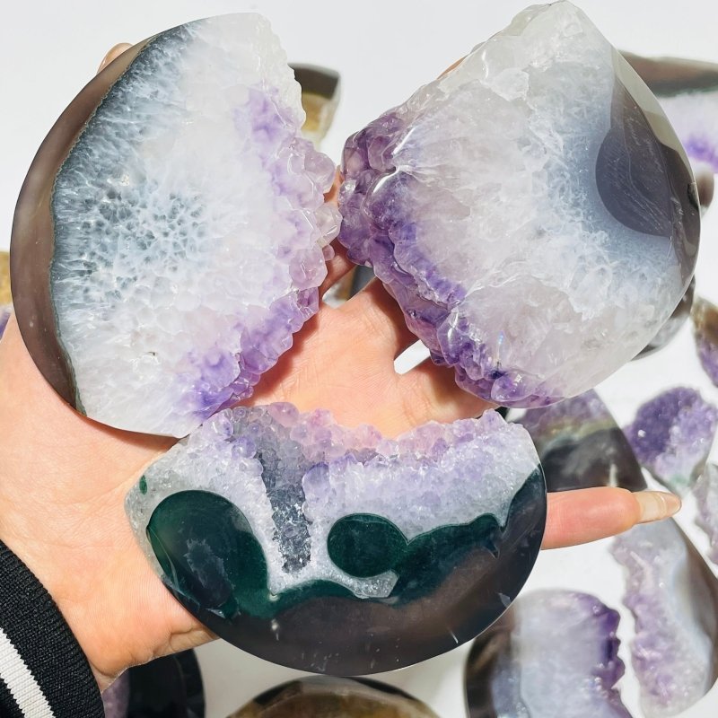 24 Pieces Polished Geode Amethyst Mixed Agate Leftover Slab - Wholesale Crystals