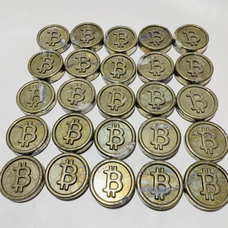 25 Pieces Pyrite Bitcoin Carving -Wholesale Crystals