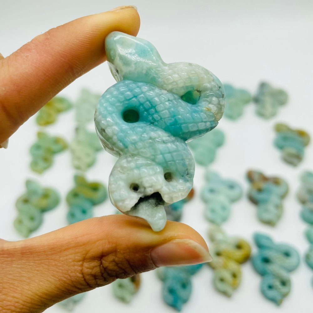 28 Pieces Blue Caribbean Calcite Snake Carving -Wholesale Crystals