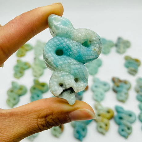 28 Pieces Blue Caribbean Calcite Snake Carving -Wholesale Crystals