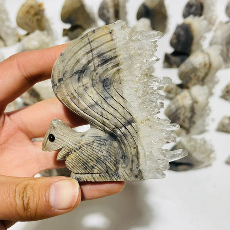 29 Pieces Clear Quartz Cluster Squirrel Carving -Wholesale Crystals