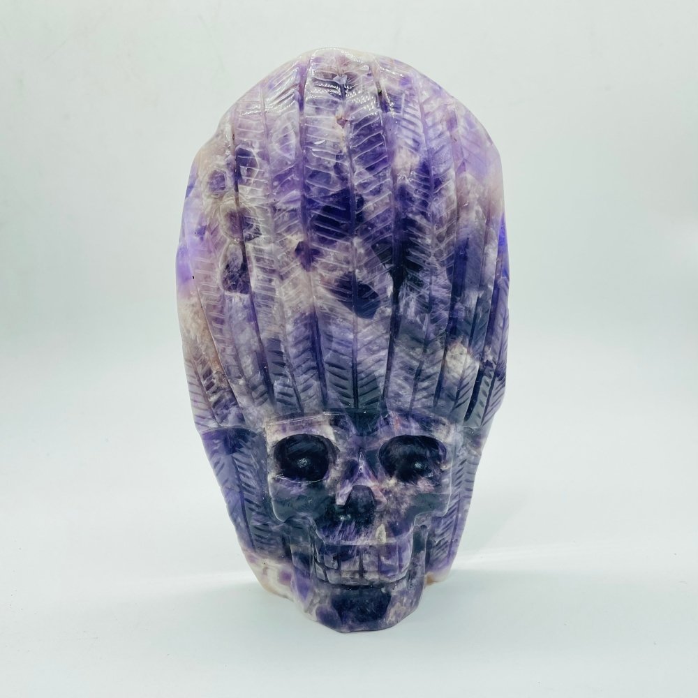 2Pieces Chevron Amethyst Indian Skull Carving -Wholesale Crystals