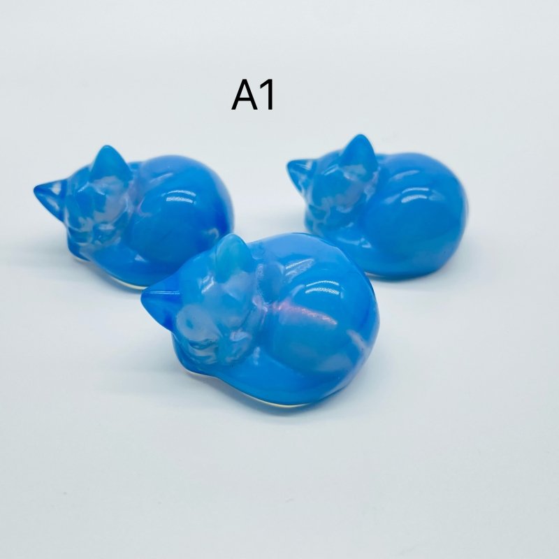 2Types Blue Opalite Sleeping Cat Carving Wholesale -Wholesale Crystals