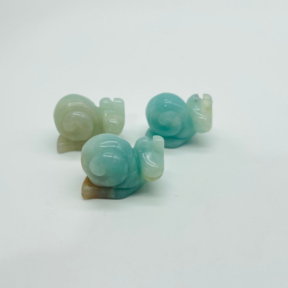 2Types Snail Carving Caribbean Calcite Green Aventurine Wholesale -Wholesale Crystals