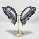 3 Pairs Beautiful Grey Stripe Agate Butterfly Carving With Stand -Wholesale Crystals
