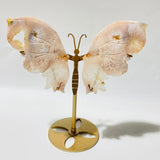 3 Pairs Geode Sakura Flower Agate Butterfly Wing Carving With Stand - Wholesale Crystals