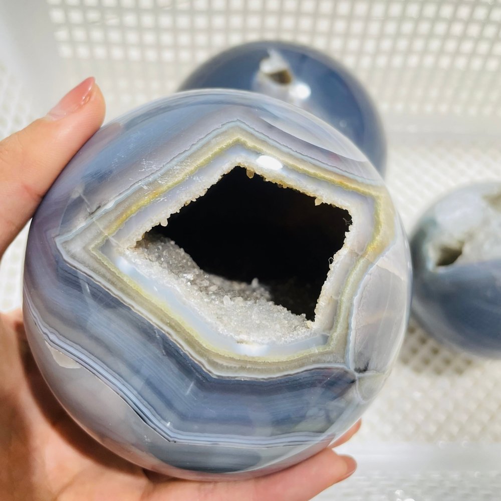 3 Pieces Geode Druzy Agate Spheres Ball -Wholesale Crystals